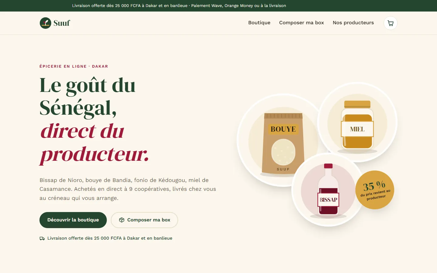 Accueil de l'épicerie Suuf